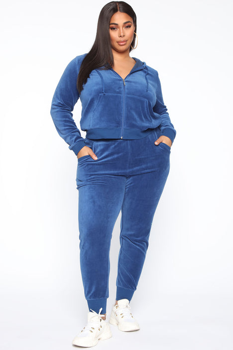 The Original Trendsetter Velour Set Navy Fashion Nova