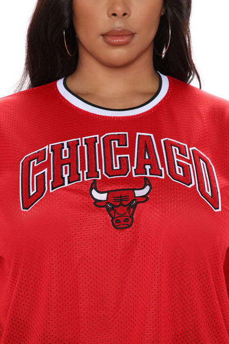 TOPSHOP X Unk Chicago Bulls Crop Hoodie in Red