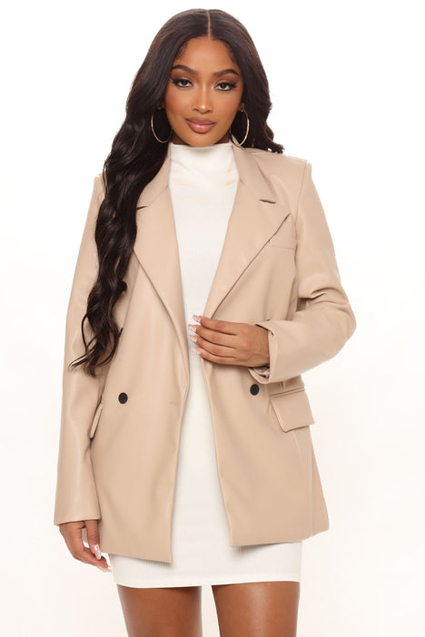 Not Interested Faux Leather Blazer - Nude | Fashion Nova, Jackets u0026 Coats |  Fashion Nova