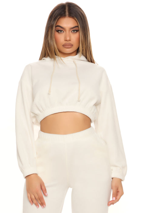 Stay In With Me Cropped Hoodie Cream