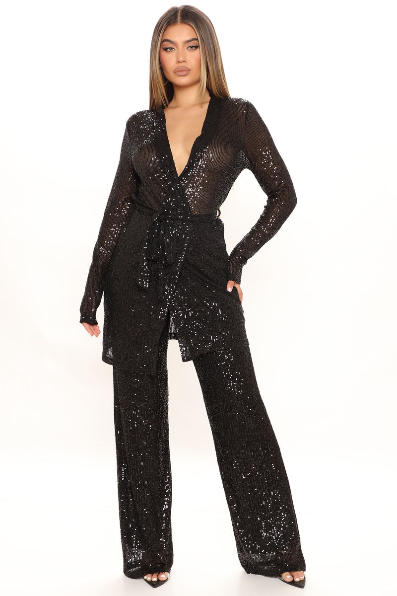 Sia Sequin Pant Set - Black | Fashion Nova, Matching Sets | Fashion Nova