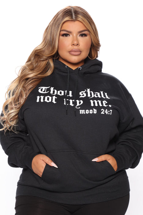 Try Me Oversized Hoodie Black Fashion Nova Screens Tops and