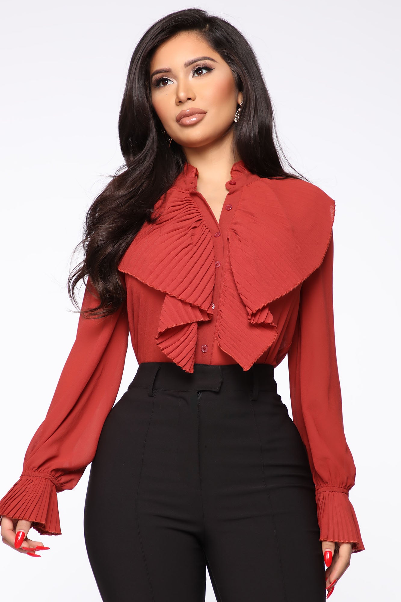 Looking For My Check Ruffle Shirt - Rust