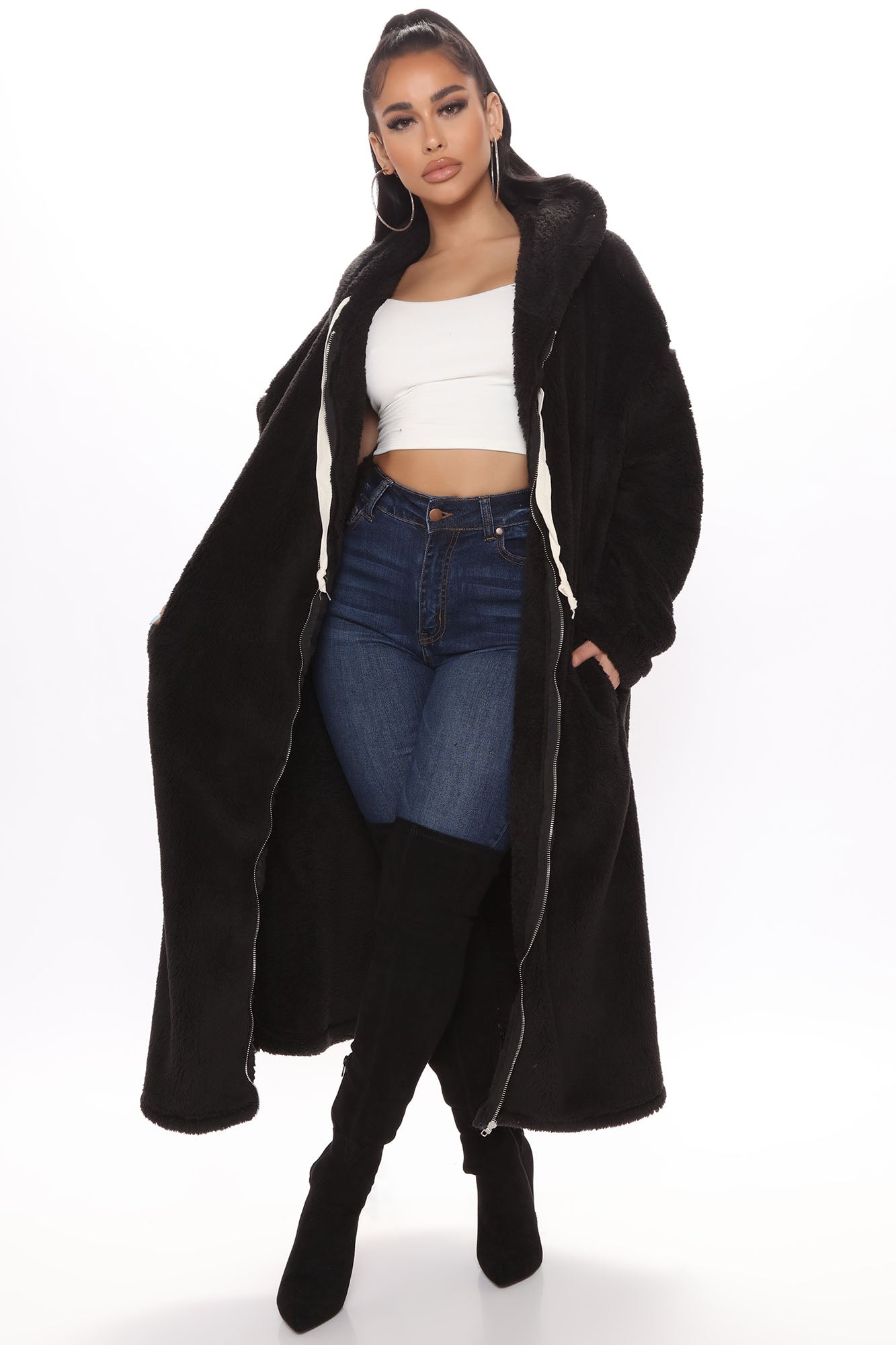 Teddy Set Go Fuzzy Jacket Black Fashion Nova Jackets Coats
