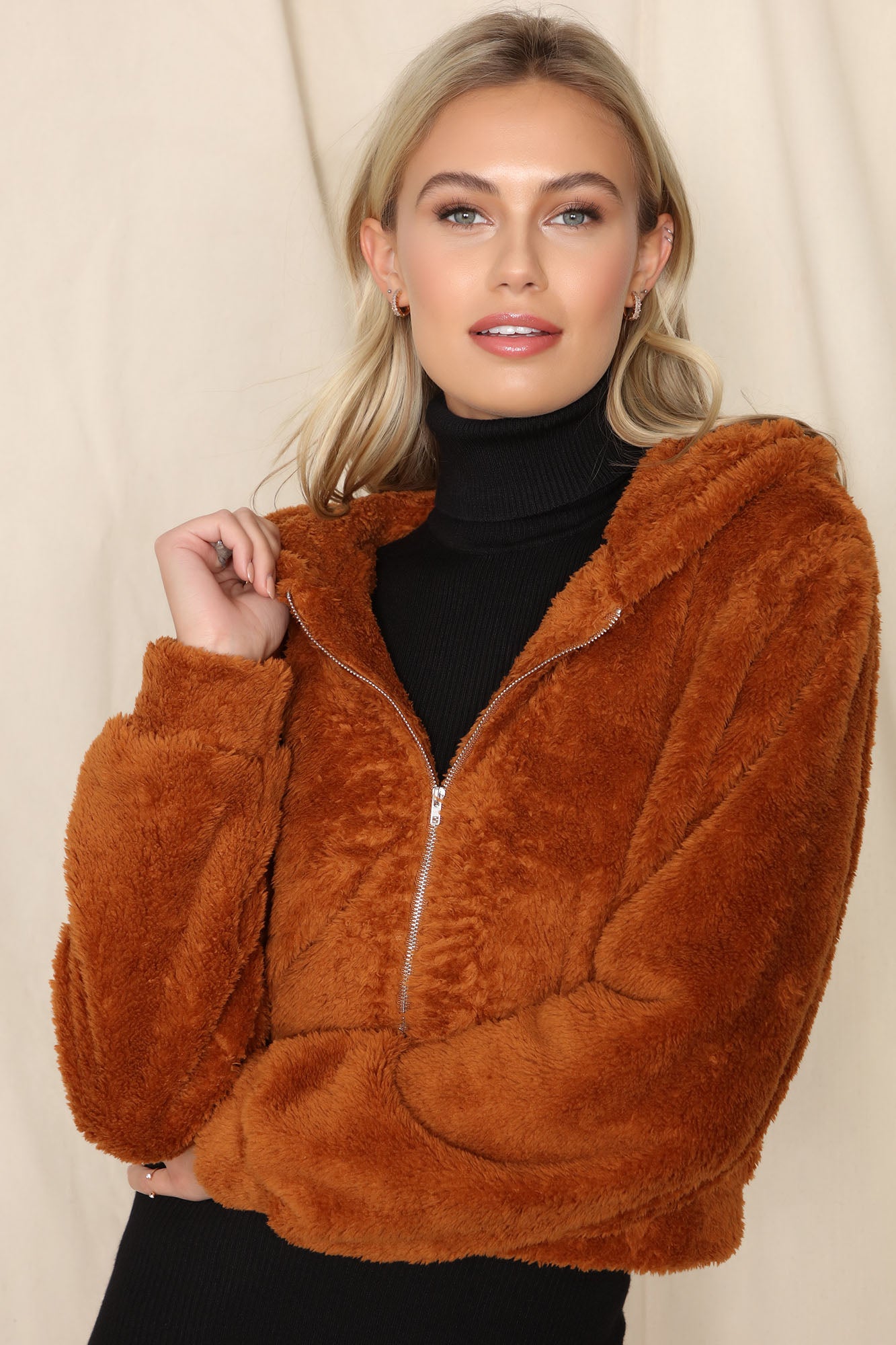 Fuzzy on sale camel jacket
