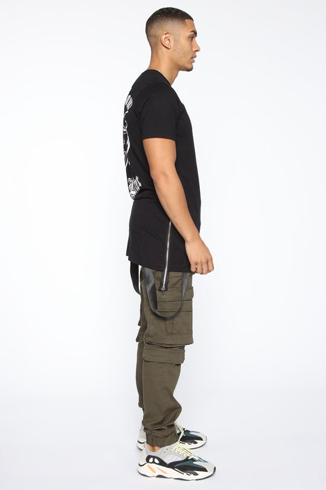 Mens See The Poison Cargo Jogger Pant in Olive Green size Small by