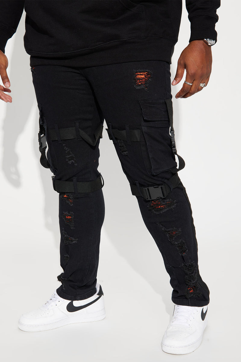 On The Move Tactical Strap Cargo Skinny Jeans Black Fashion Nova, Mens Jeans Fashion Nova