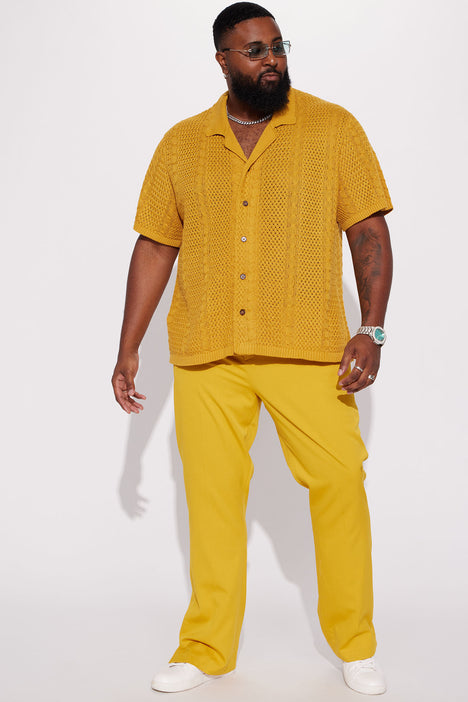 Mens yellow short clearance sleeve button up