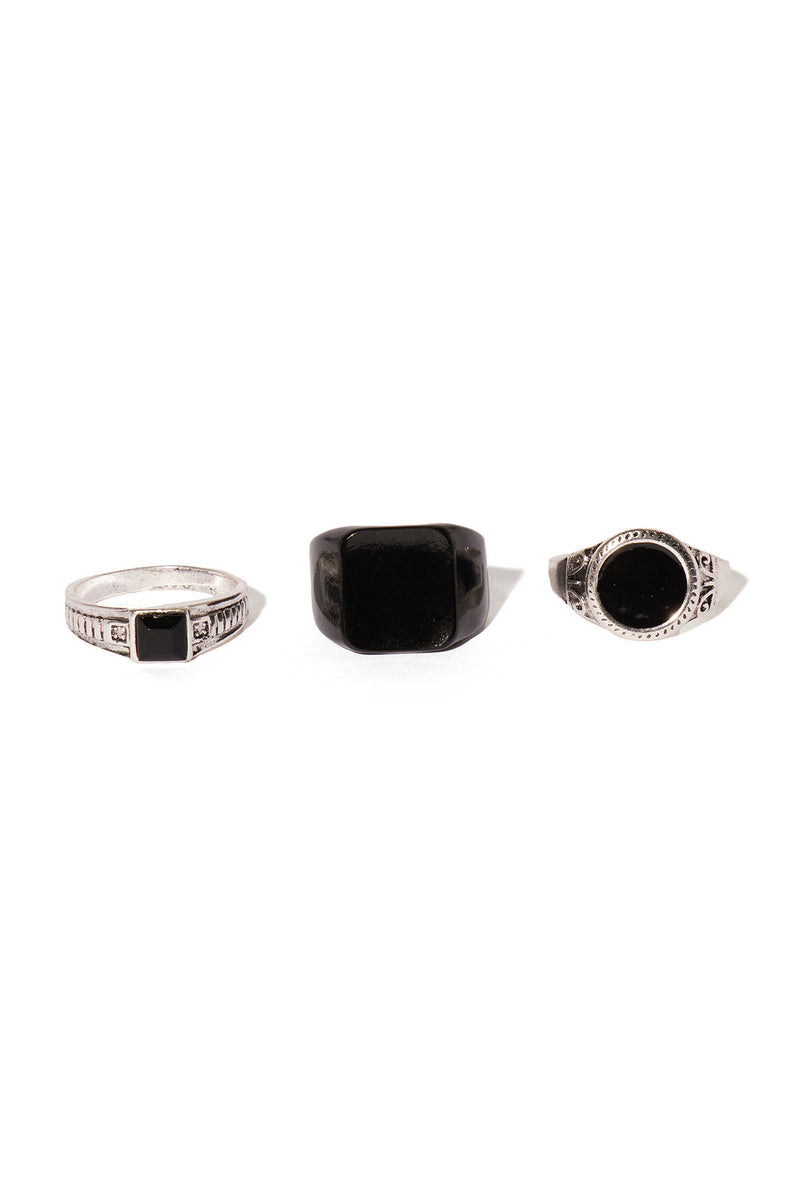 What I Need Ring Set Silver/Black Fashion Nova Mens Jewelry
