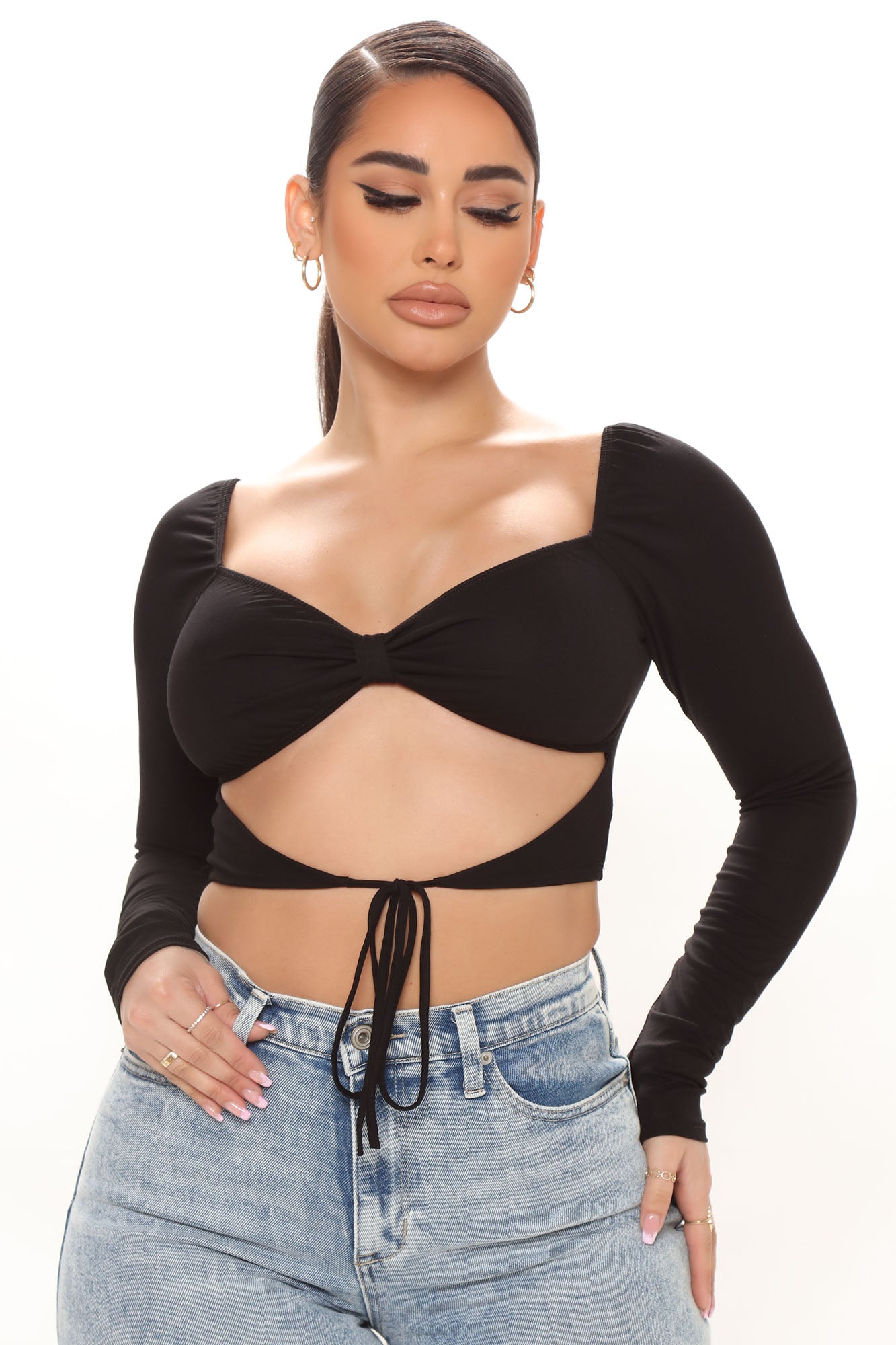 Cut front crop hoodie discount fashion nova
