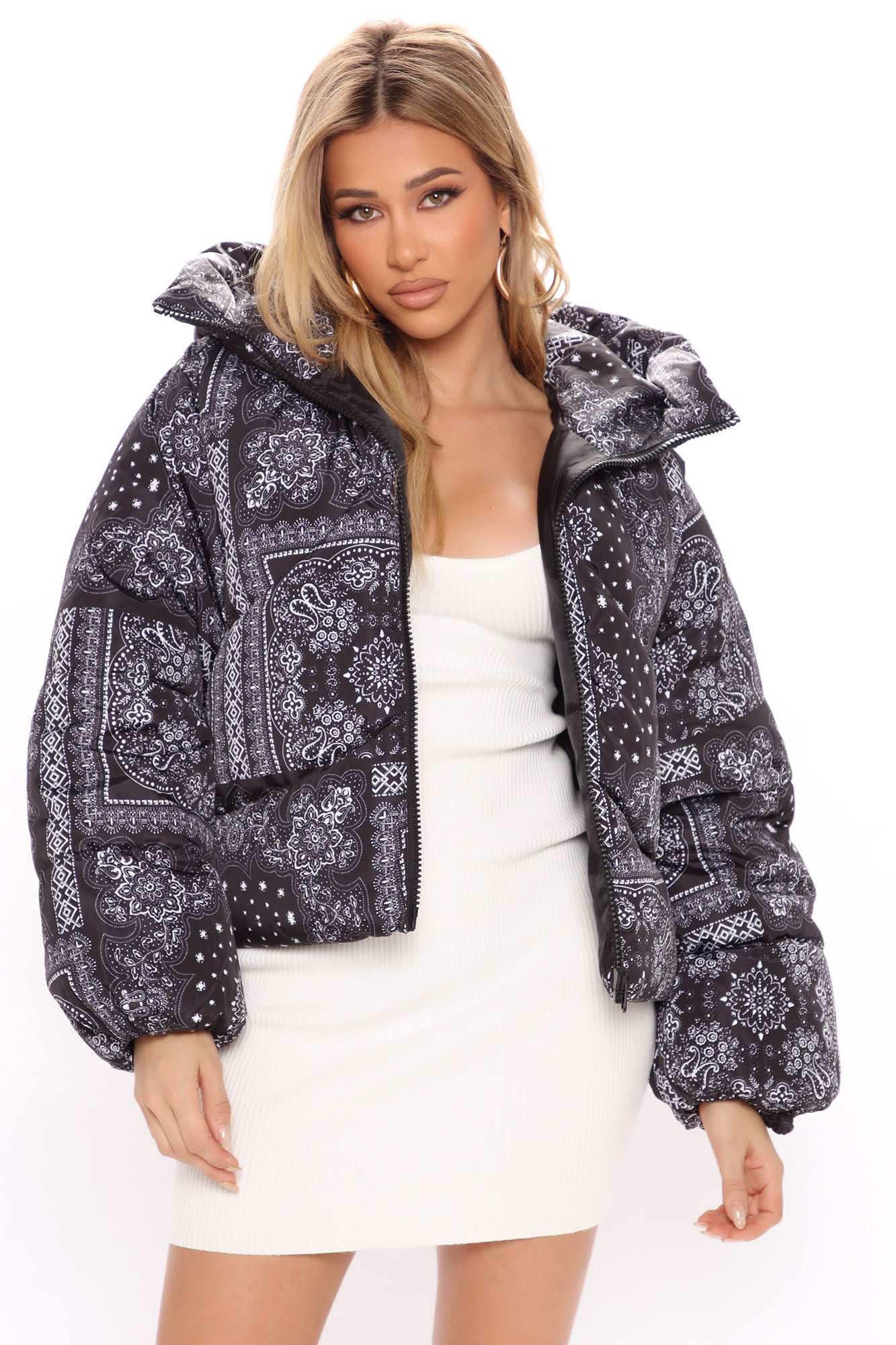 Paisley Little Thing Puffer Jacket Black combo