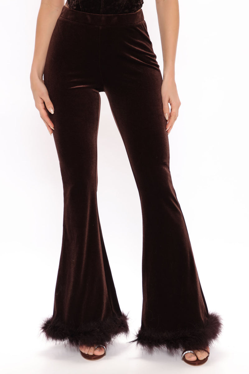 Velvet Melodies Feather Flare Pant - Dark Brown | Fashion Nova, Pants ...