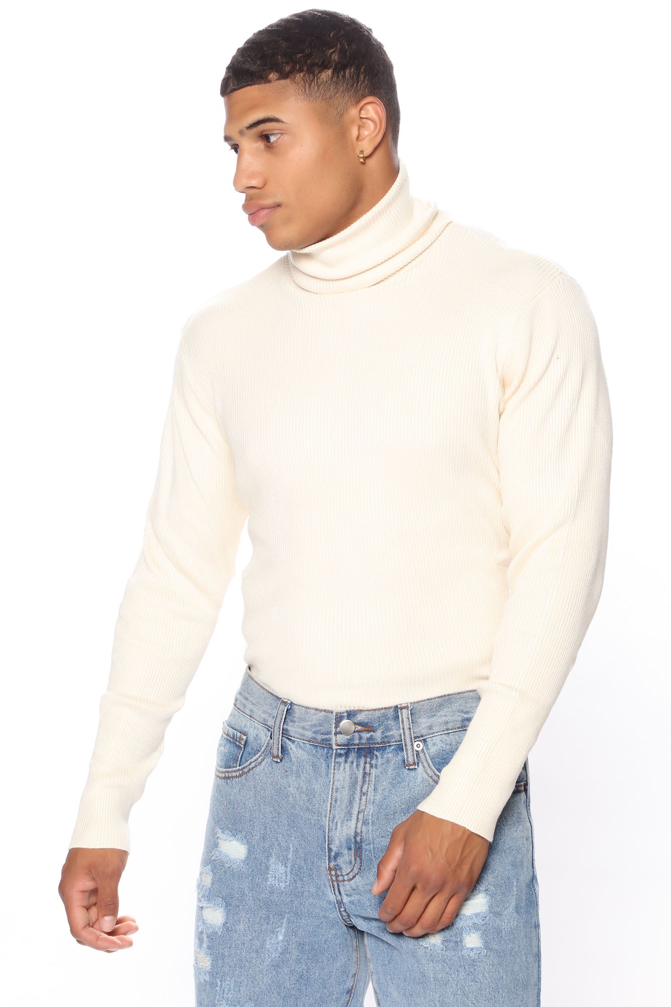 Off white top ribbed turtleneck