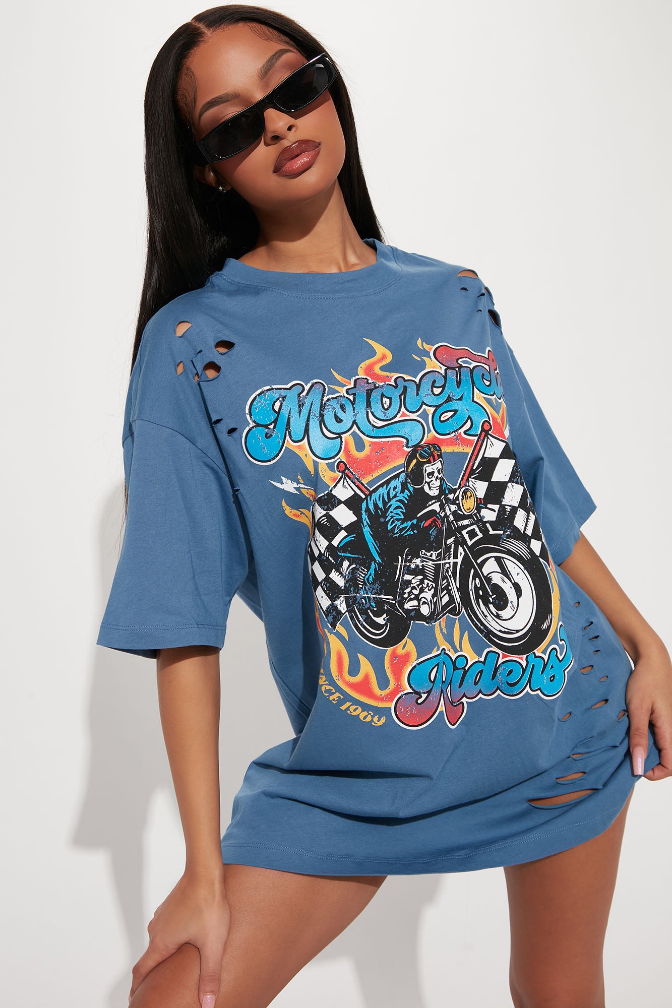 Distressed tee shirt dress sale