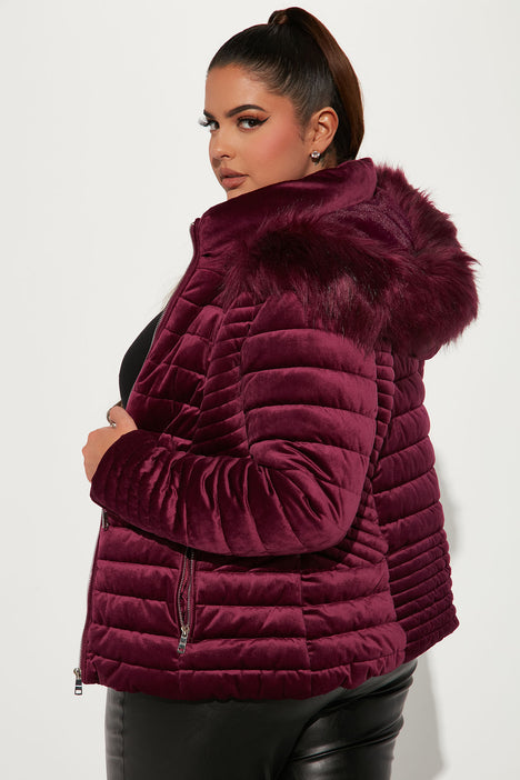 Always Ready Velvet Puffer Jacket Magenta Fashion Nova