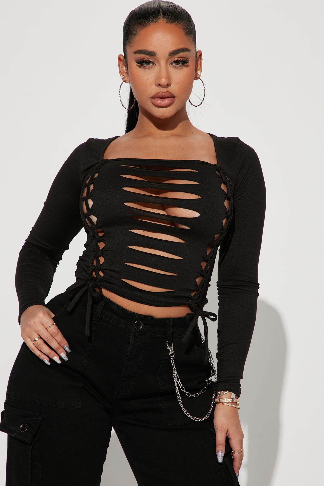 Kassy Cut Out Top - Black | Fashion Nova, Knit Tops | Fashion Nova