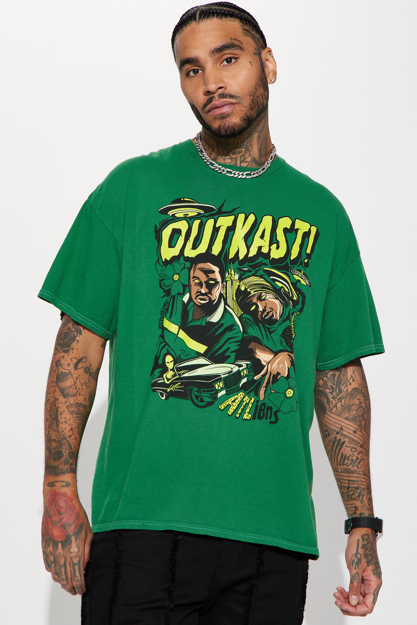 Graphic tees green top