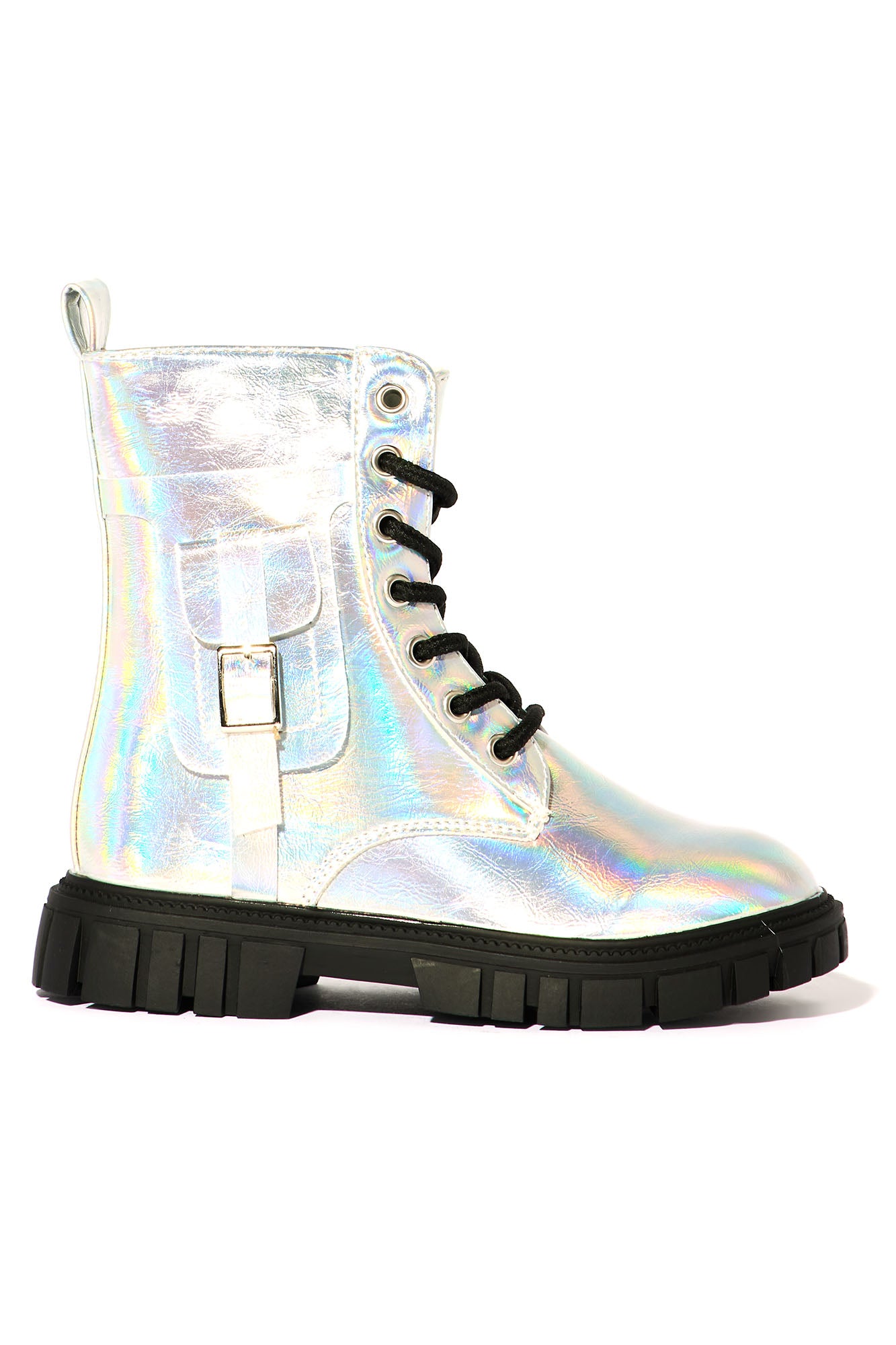 Iridescent outlet combat boots