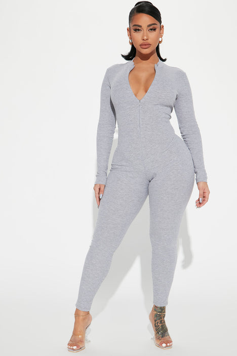 Fashion nova grey jumpsuit sales
