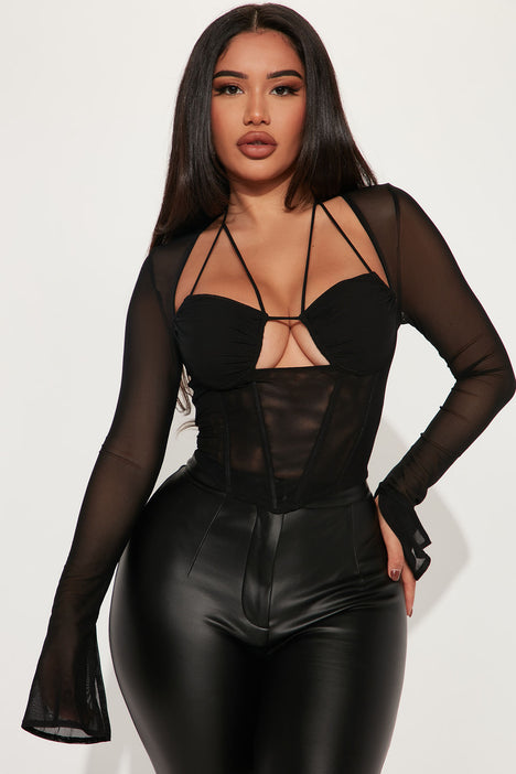 Black mesh outlet corset top