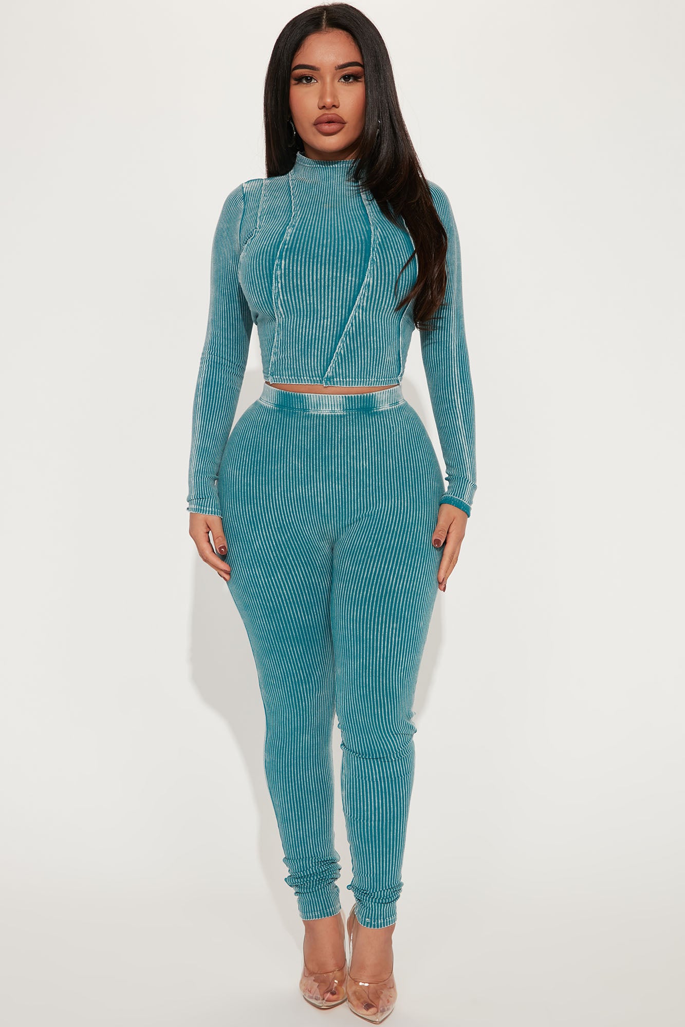 Riley Ribbed Legging Set - Teal