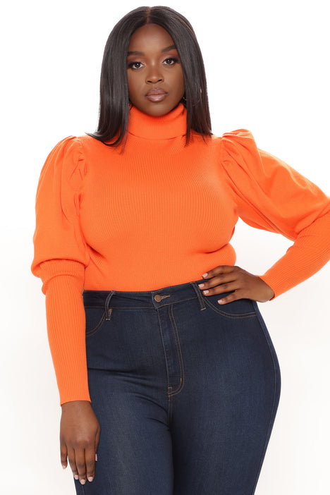 Orange turtleneck sweater plus size hotsell