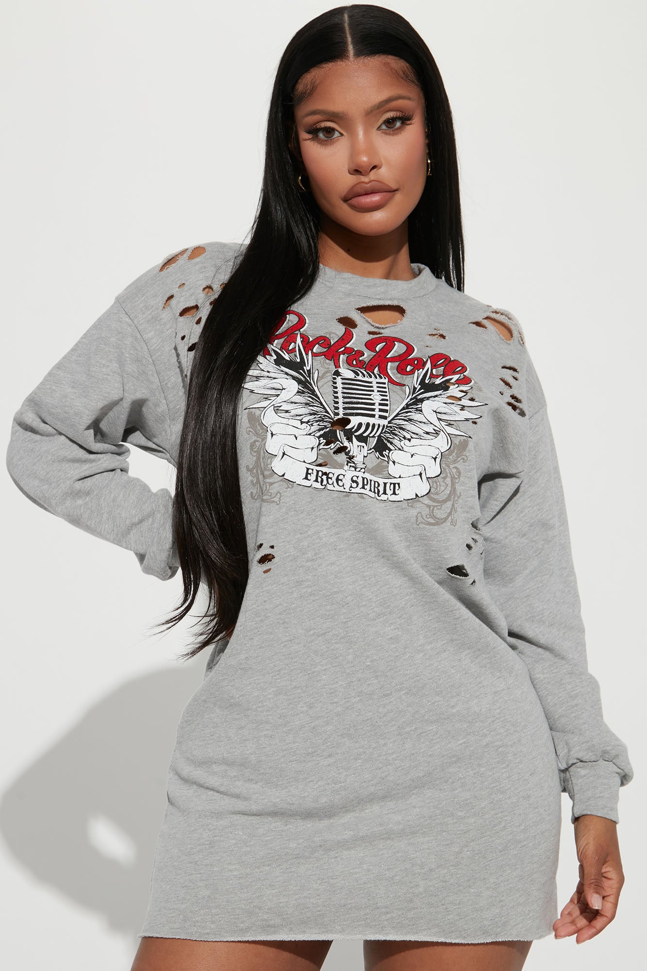 Rock With Me Sweater Mini Dress Grey