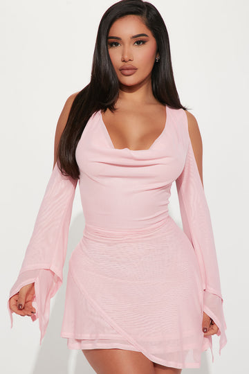 Pink pearl dress fashion nova online