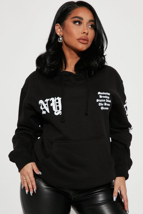 Black graphic hoodie women's outlet