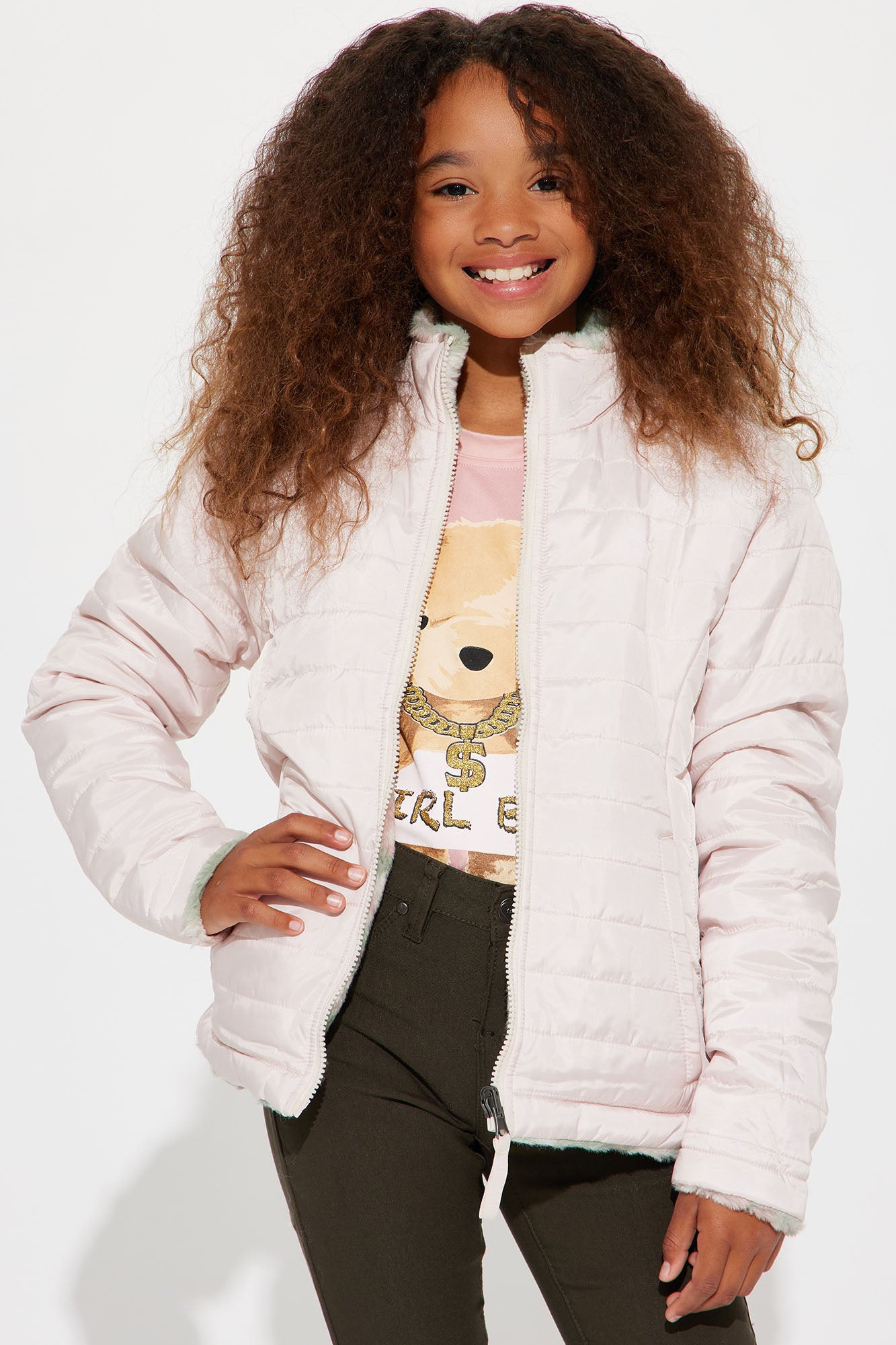 Blush puffer coat outlet