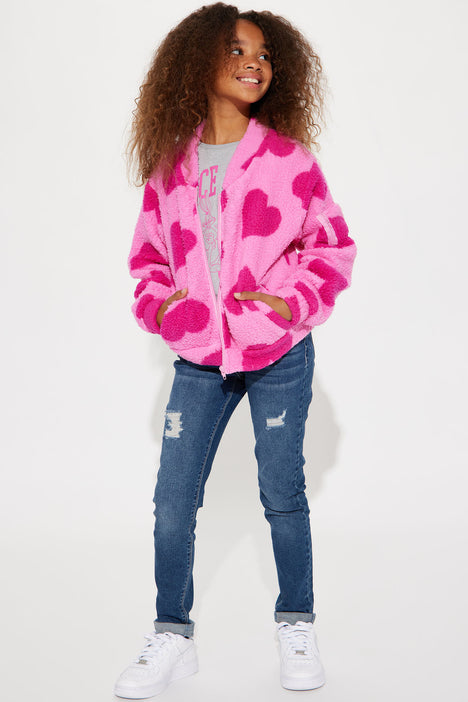 Mini Keep My Heart Warm Jacket Pink combo Fashion Nova Kids