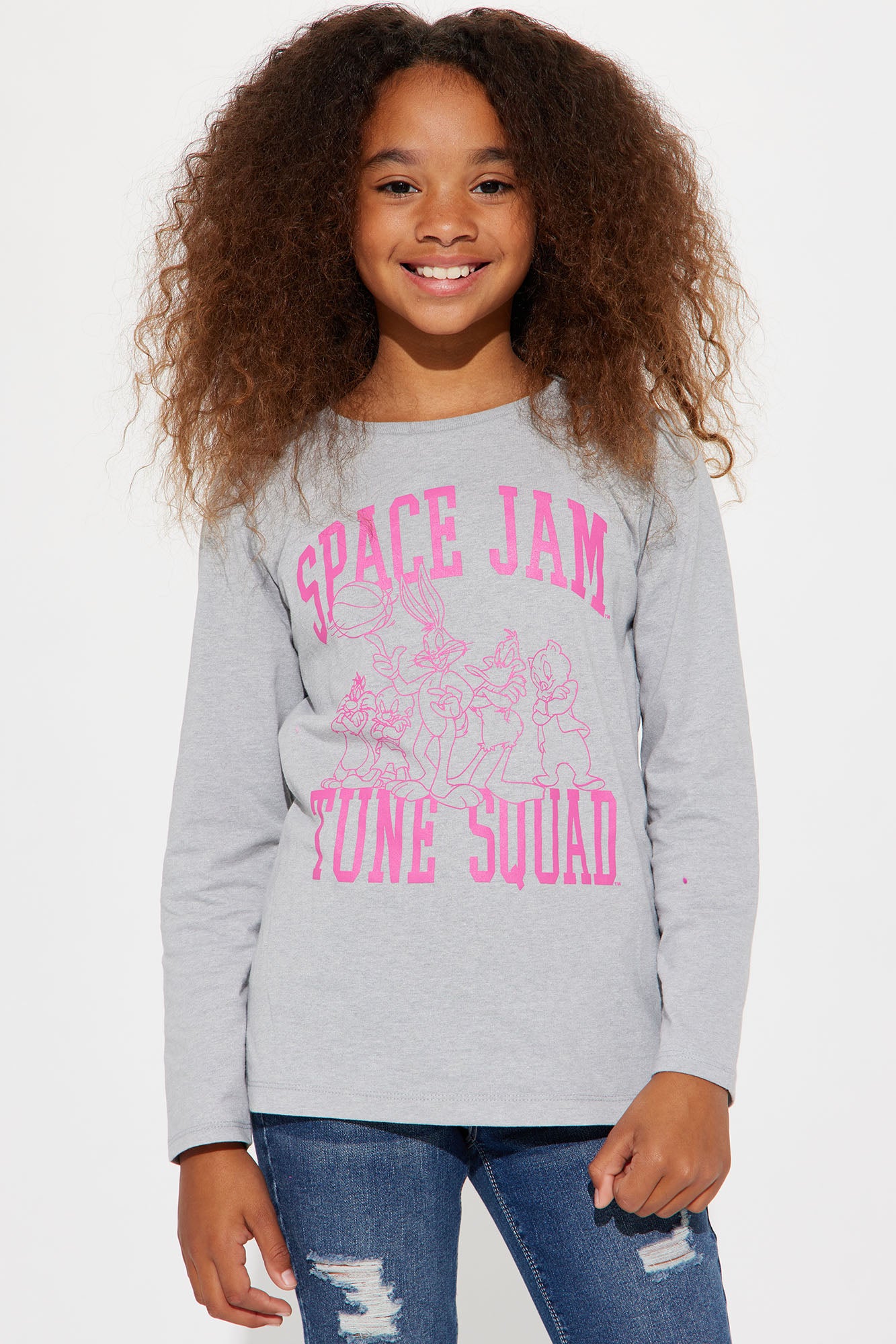 Mini Space Jam Tune Squad Long Sleeve Tee Grey Fashion Nova