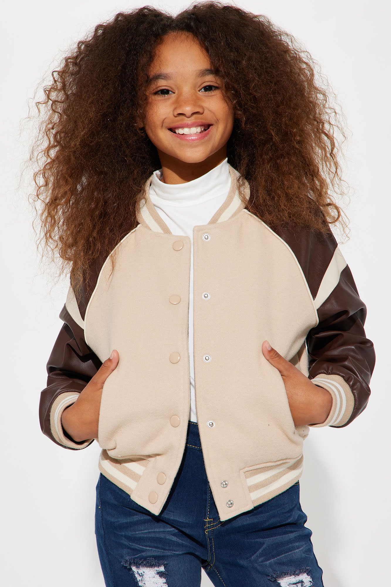 Mini Le Marais Bomber Jacket Taupe combo Fashion Nova Kids