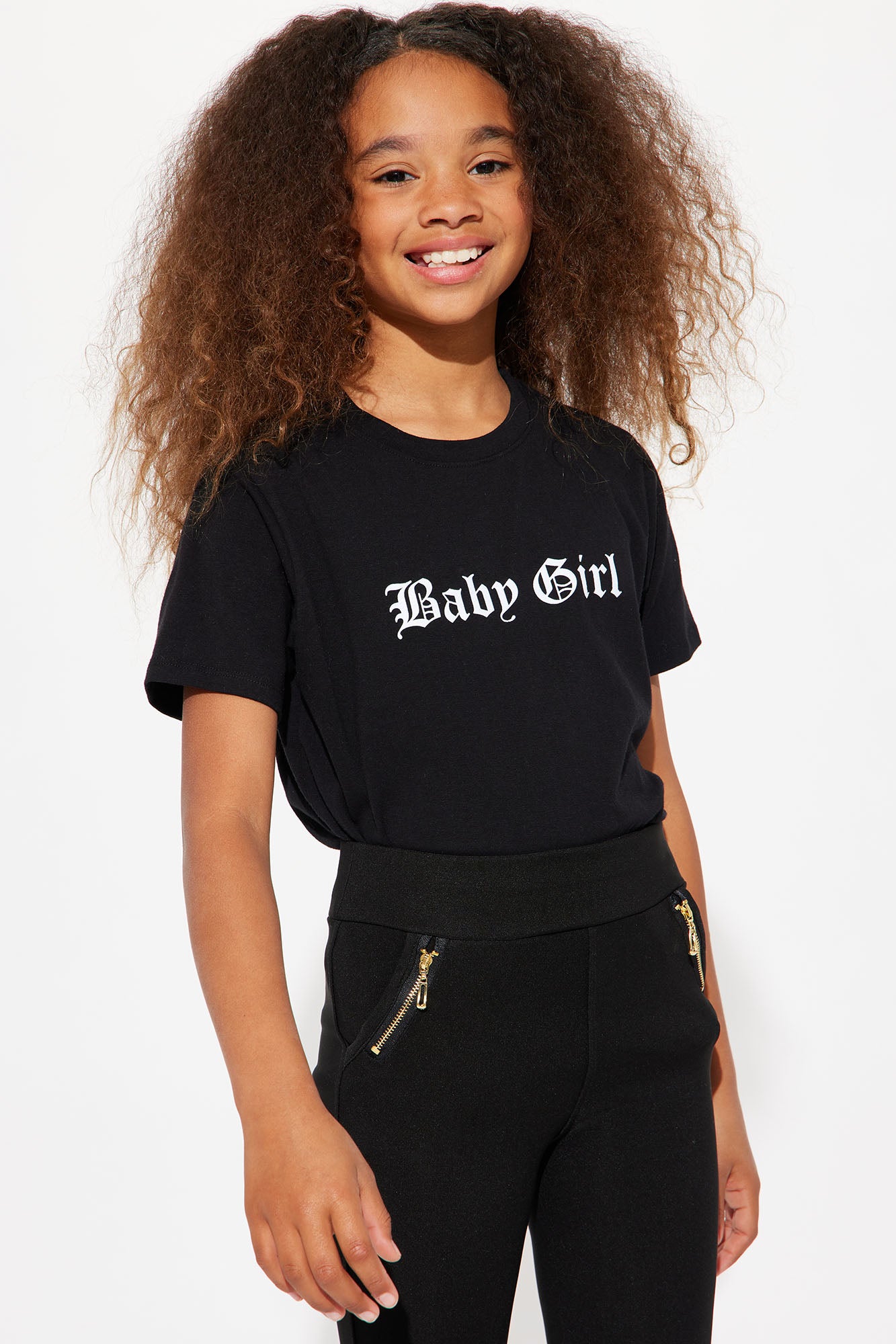 Mini Baby Girl Short Sleeve Top Black