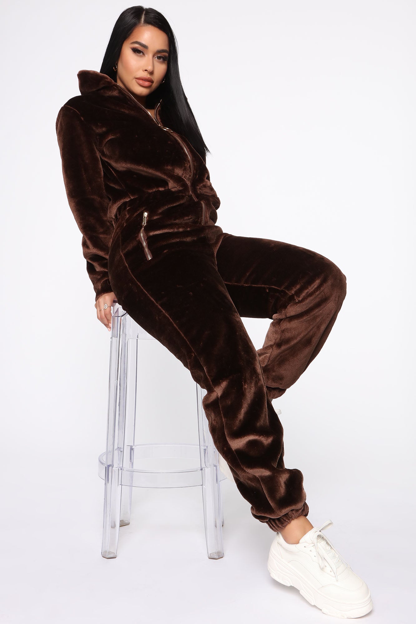 Furry jumpsuit sales