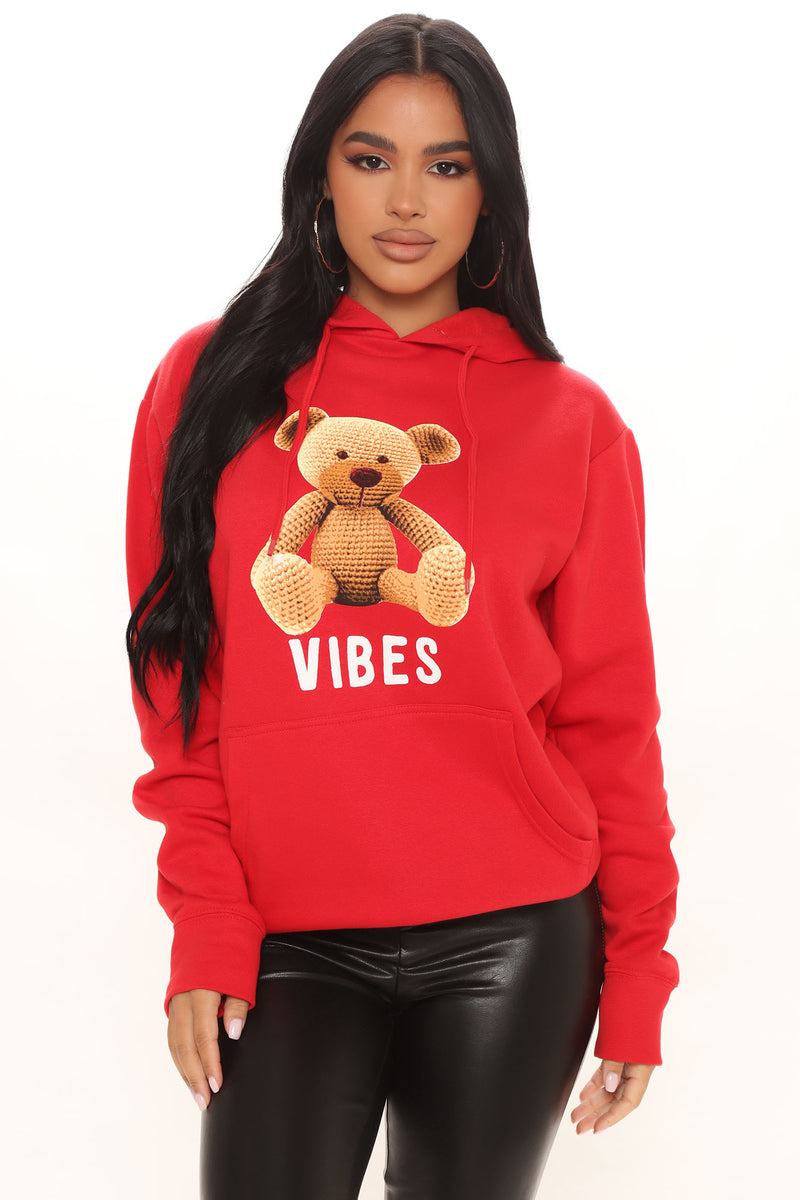 Red teddy hoodie on sale