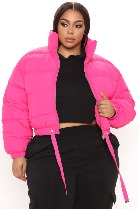 Rainbow puffer jacket fashion nova shop