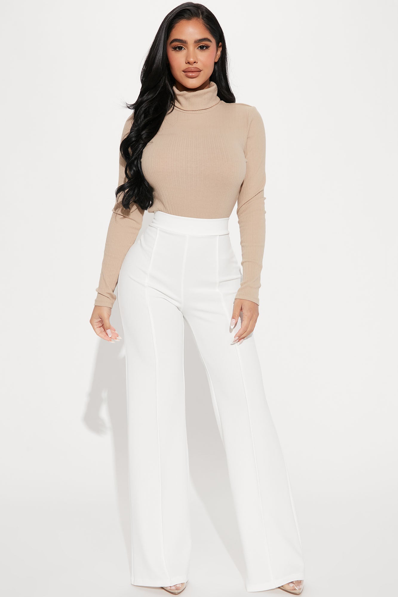 Petite Call It Even Wide Leg Dress Pants - White, Fashion Nova, Pants