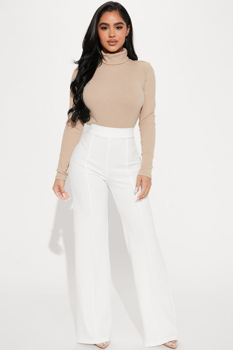 Petite Victoria High Waisted Dress Pants - White