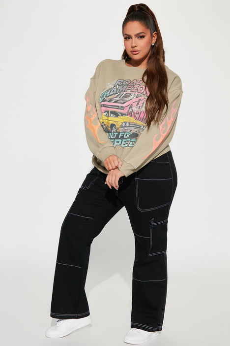 Road Champion Washed Crew Neck Sweatshirt Taupe