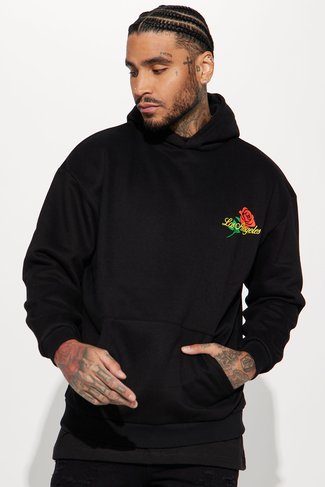 Rose embroidered hotsell mens hoodie