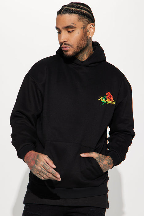 Rose embroidered cheap hoodie men