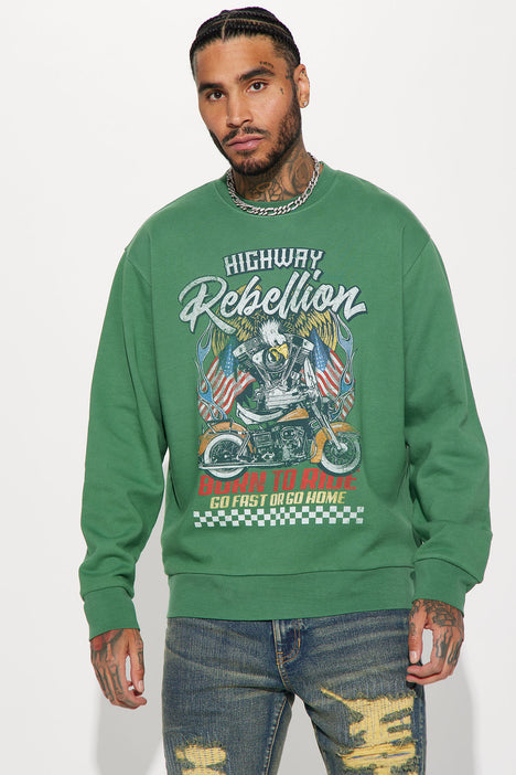 Highway Rebellion Sweatshirt Green Fashion Nova Mens Graphic Tees Fashion Nova