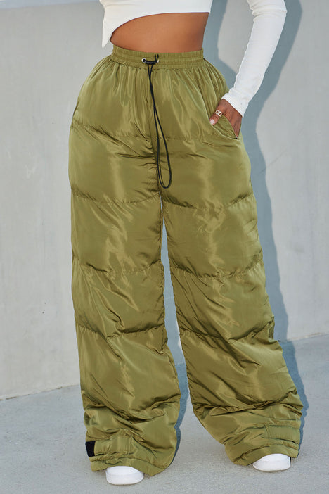 Park City Puffer Pant - Olive, Fashion Nova, Pants