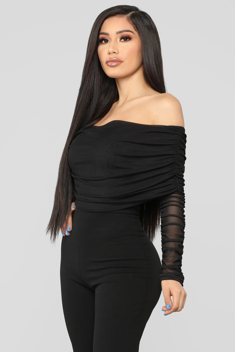 Kendall Ruched Jumpsuit Black
