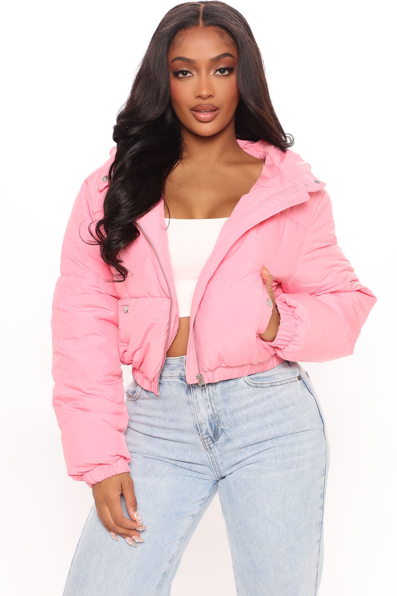 Can't Be Beat Cropped Puffer Jacket - Pink, Fashion Nova, Jackets & Coats
