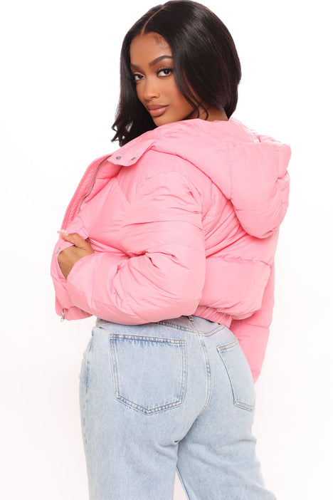 Can t Be Beat Cropped Puffer Jacket Pink