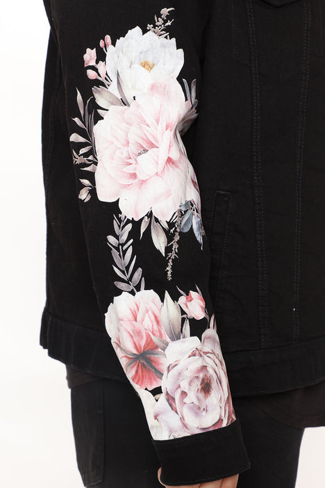 Rose Sleeve Denim Jacket Black Wash Fashion Nova Mens Jackets