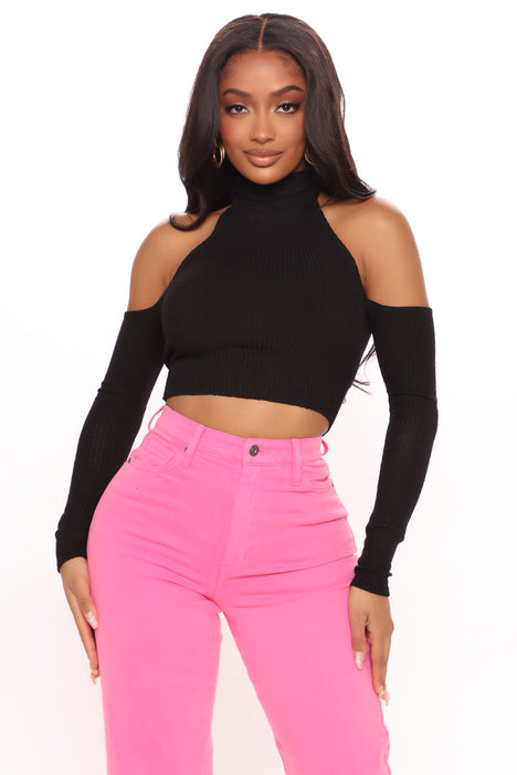 High neck off shoulder top deals