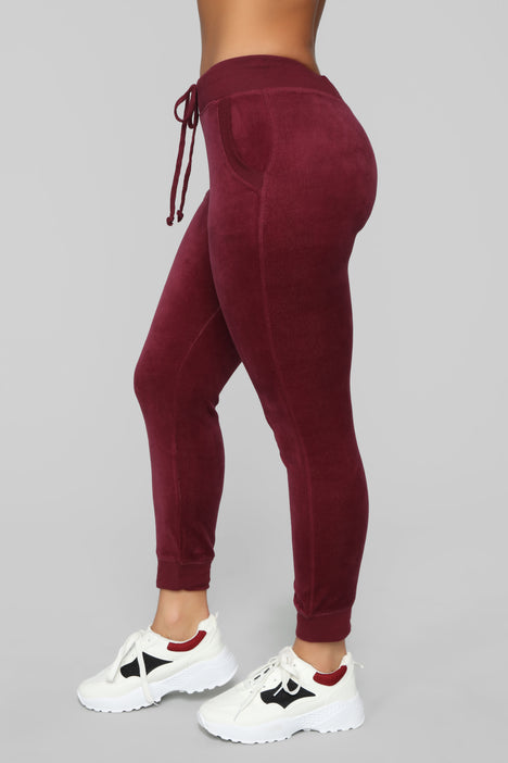 The OG Velour Lounge Set Burgundy